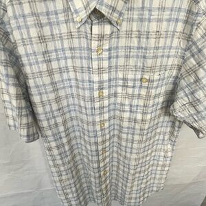 Orvis Light Blue & White Plaid Short-Sleeve Button-Down Shirt